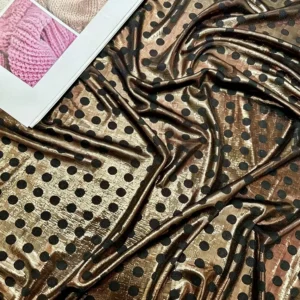 YX1509 0.8CM Multicolor Gold Foil Polka Dot Chiffon Fabric Soft for Evening Dresses Gowns Skirts and Fashion Apparel - 100%...