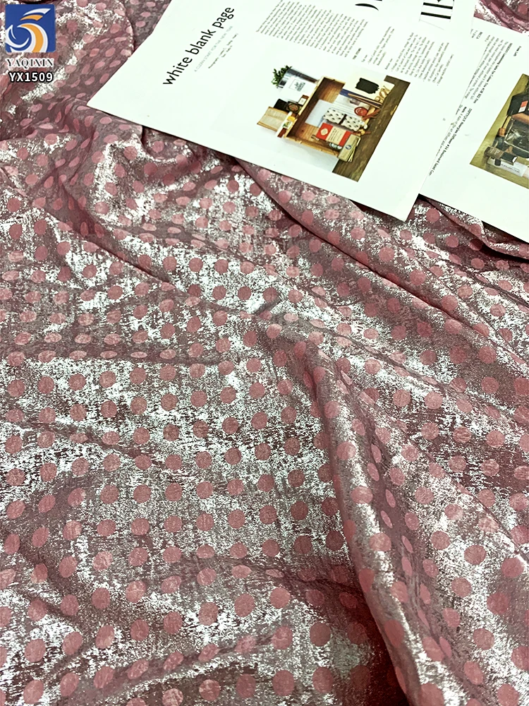 YX1509 0.8CM Multicolor Gold Foil Polka Dot Chiffon Fabric Soft for Evening Dresses Gowns Skirts and Fashion Apparel - 100%...