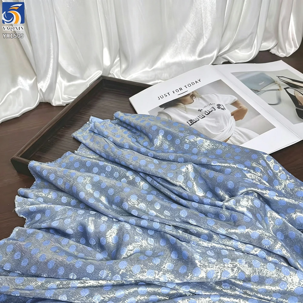 YX1509 0.8CM Multicolor Gold Foil Polka Dot Chiffon Fabric Soft for Evening Dresses Gowns Skirts and Fashion Apparel - 100%...