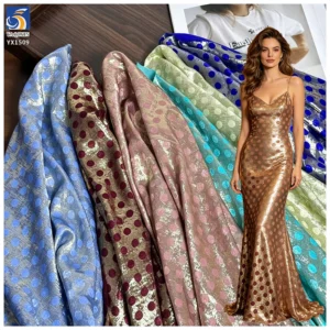 YX1509 0.8CM Multicolor Gold Foil Polka Dot Chiffon Fabric Soft for Evening Dresses Gowns Skirts and Fashion Apparel