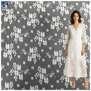 YX1514 2026 New 100gsm 92 Nylon 8 Spandex Chantilly Stretch Lace Fabric Floral Jacquard Mesh Lace for Dress Garment