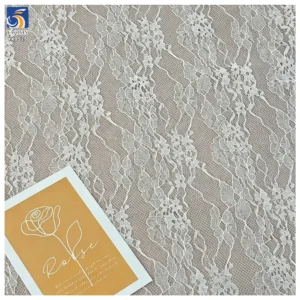 YX1515 Wholesale 100% Polyester White Floral Lace Fabric Chantilly Lace for Bridal Dress Gown and Ladies Dress - 100%...