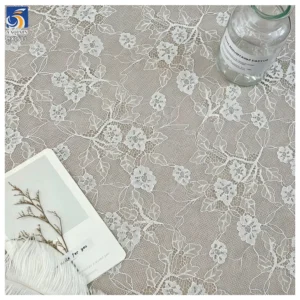 YX1515 Wholesale 100% Polyester White Floral Lace Fabric Chantilly Lace for Bridal Dress Gown and Ladies Dress - 100%...