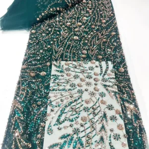 YX1519 300gsm Sequin Beaded Embroidery Fabric Purple Floral Sequin Embroidery Lace Fabric for Prom Dress and Evening Gown...