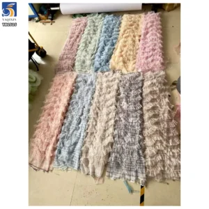 YX1525 New 100 Percent Soft Pleated Ruffle Tulle Fabric Plaid Printed Polyester Mesh Fabric for Women Puffy Skirt - 100%...