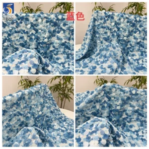 YX1527 Two Tone 15mm Sequin Embroidery 3D Round Sequin Chiffon Fabric With 1mm Detail for Garment Making - 100% Polyester...
