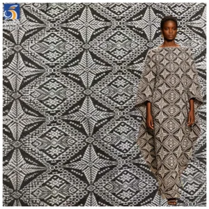 YX1531 Geometric Yarn Dyed Jacquard Fabric 70% Polyester 30% Cotton Woven Material for Dresses and Handbags