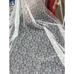 YX1532 Floral Jacquard Chantilly Lace Mesh Fabric Lightweight 50gsm Material for Women's Dresses and Fashion Apparel - 100%...