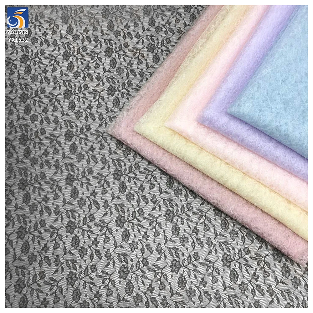 YX1532 Floral Jacquard Chantilly Lace Mesh Fabric Lightweight 50gsm Material for Women's Dresses and Fashion Apparel - 100%...