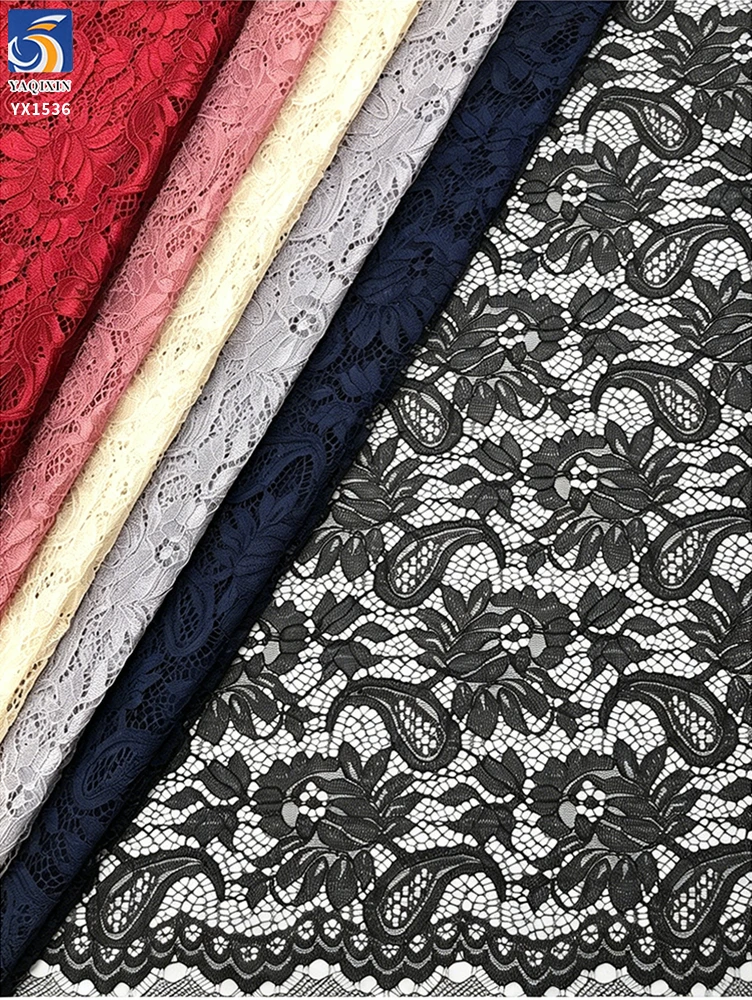 YX1536 120GSM Peony Floral Chantilly Corded Lace Fabric 100% Polyester Non Stretch Warp Knit Material for Wedding Dresses...