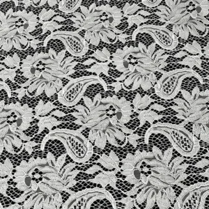 YX1536 120GSM Peony Floral Chantilly Corded Lace Fabric 100% Polyester Non Stretch Warp Knit Material for Wedding Dresses...
