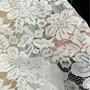 YX1537 Large Floral Corded Lace Fabric 120GSM Non Stretch Polyester Warp Knit Material for Wedding Dresses - 100% Polyester...