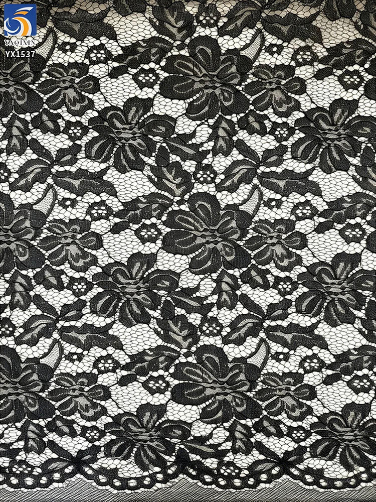 YX1537 Large Floral Corded Lace Fabric 120GSM Non Stretch Polyester Warp Knit Material for Wedding Dresses - 100% Polyester...