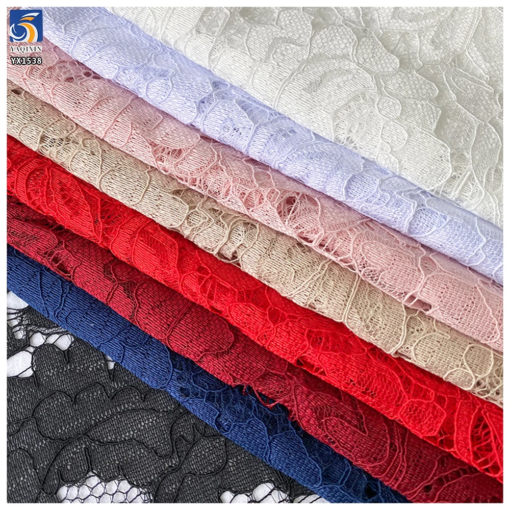 YX1538 120g Multi Color Floral Corded Warp Knit Lace Fabric 100% Polyester for Bridal Gowns and Women's Apparel - 100%...