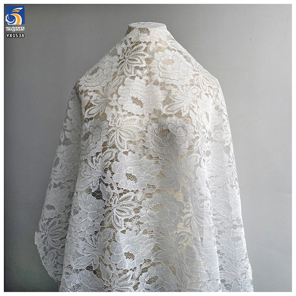 YX1538 120g Multi Color Floral Corded Warp Knit Lace Fabric 100% Polyester for Bridal Gowns and Women's Apparel - 100%...