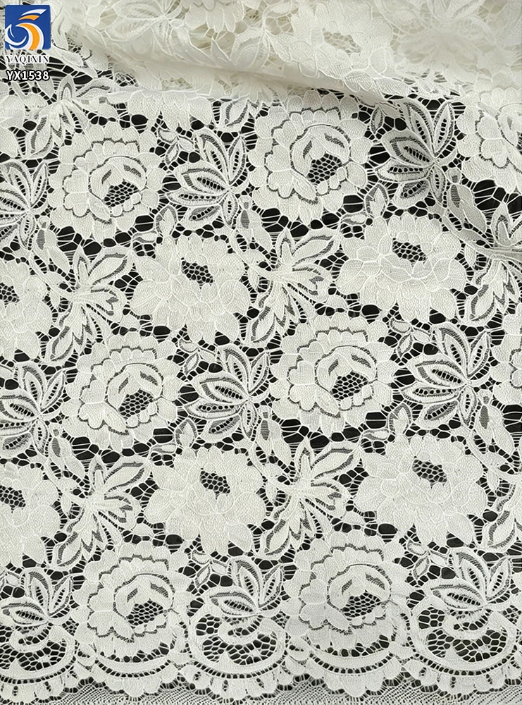 YX1538 120g Multi Color Floral Corded Warp Knit Lace Fabric 100% Polyester for Bridal Gowns and Women's Apparel - 100%...
