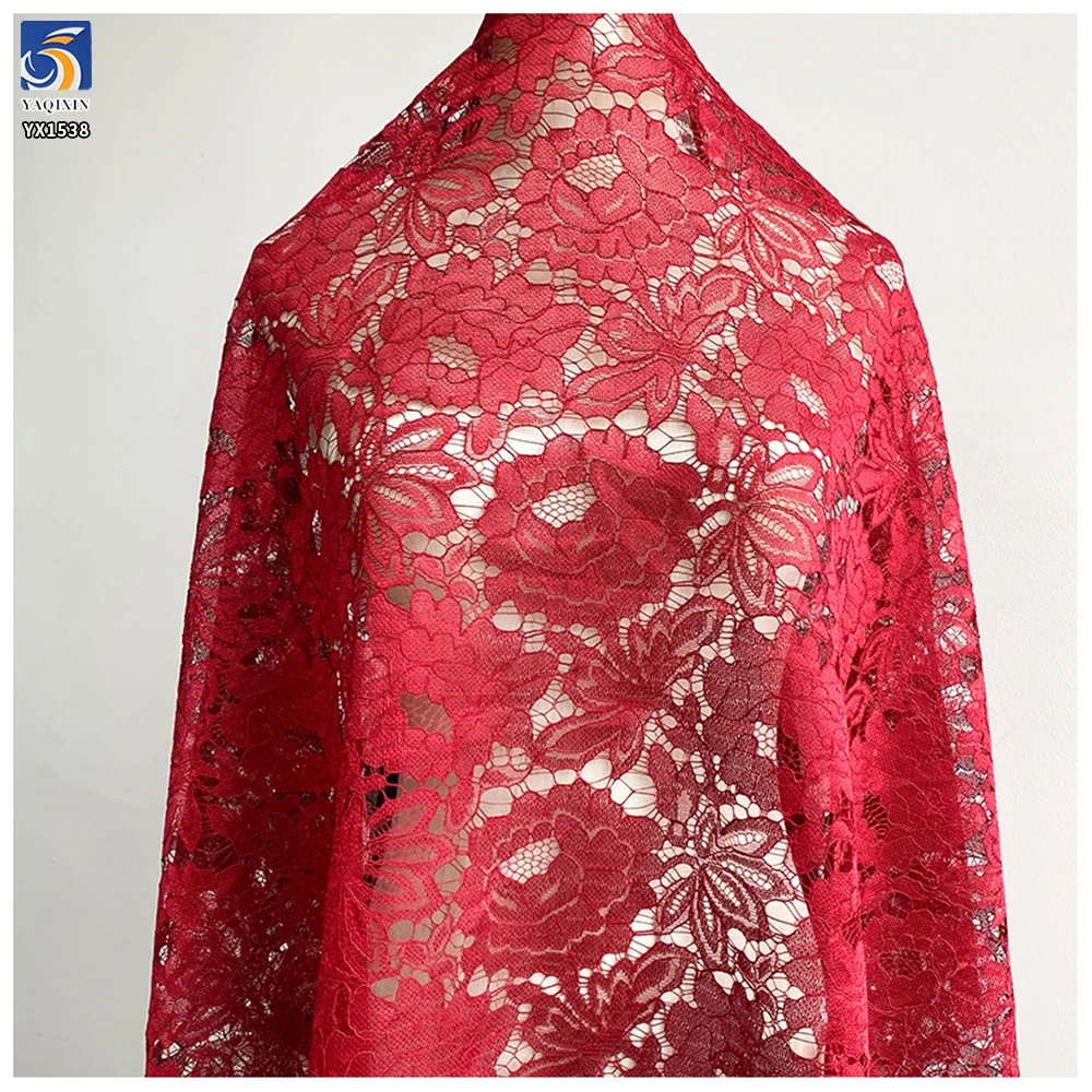 YX1538 120g Multi Color Floral Corded Warp Knit Lace Fabric 100% Polyester for Bridal Gowns and Women's Apparel - 100%...