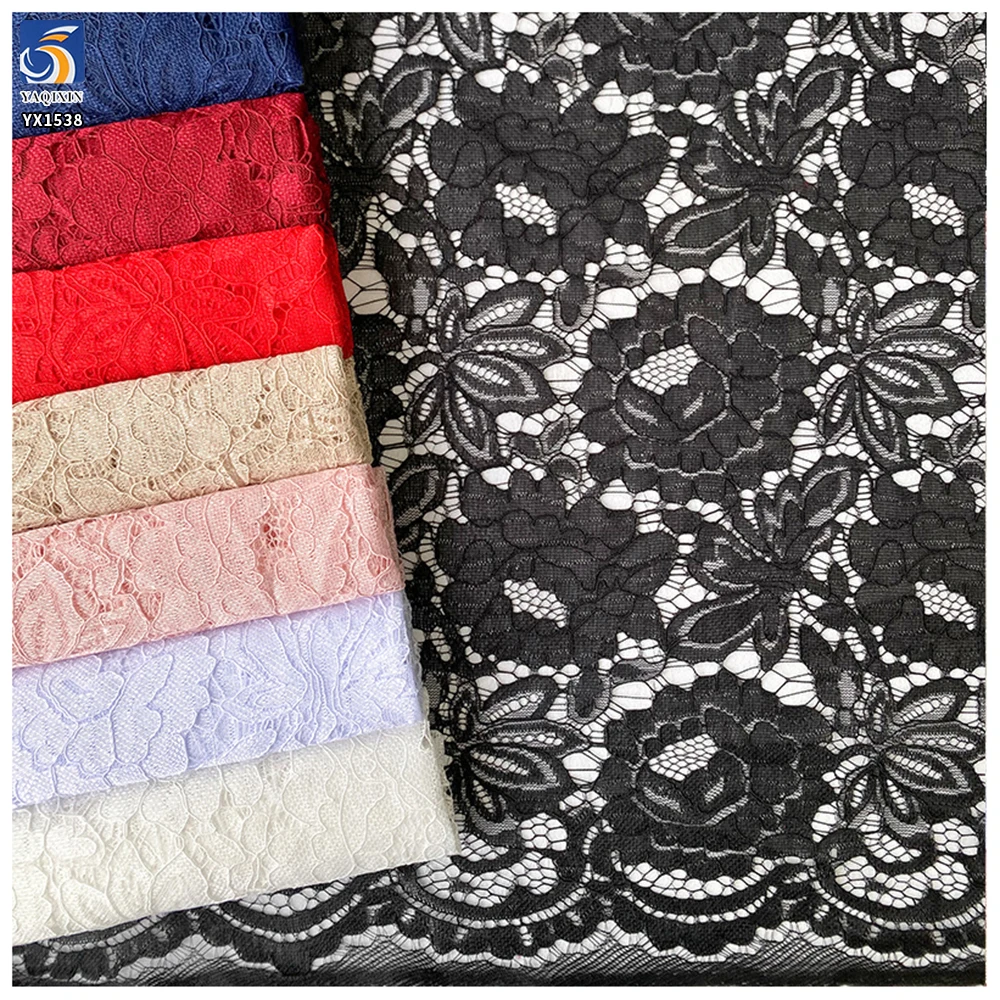 YX1538 120g Multi Color Floral Corded Warp Knit Lace Fabric 100% Polyester for Bridal Gowns and Women's Apparel - 100%...
