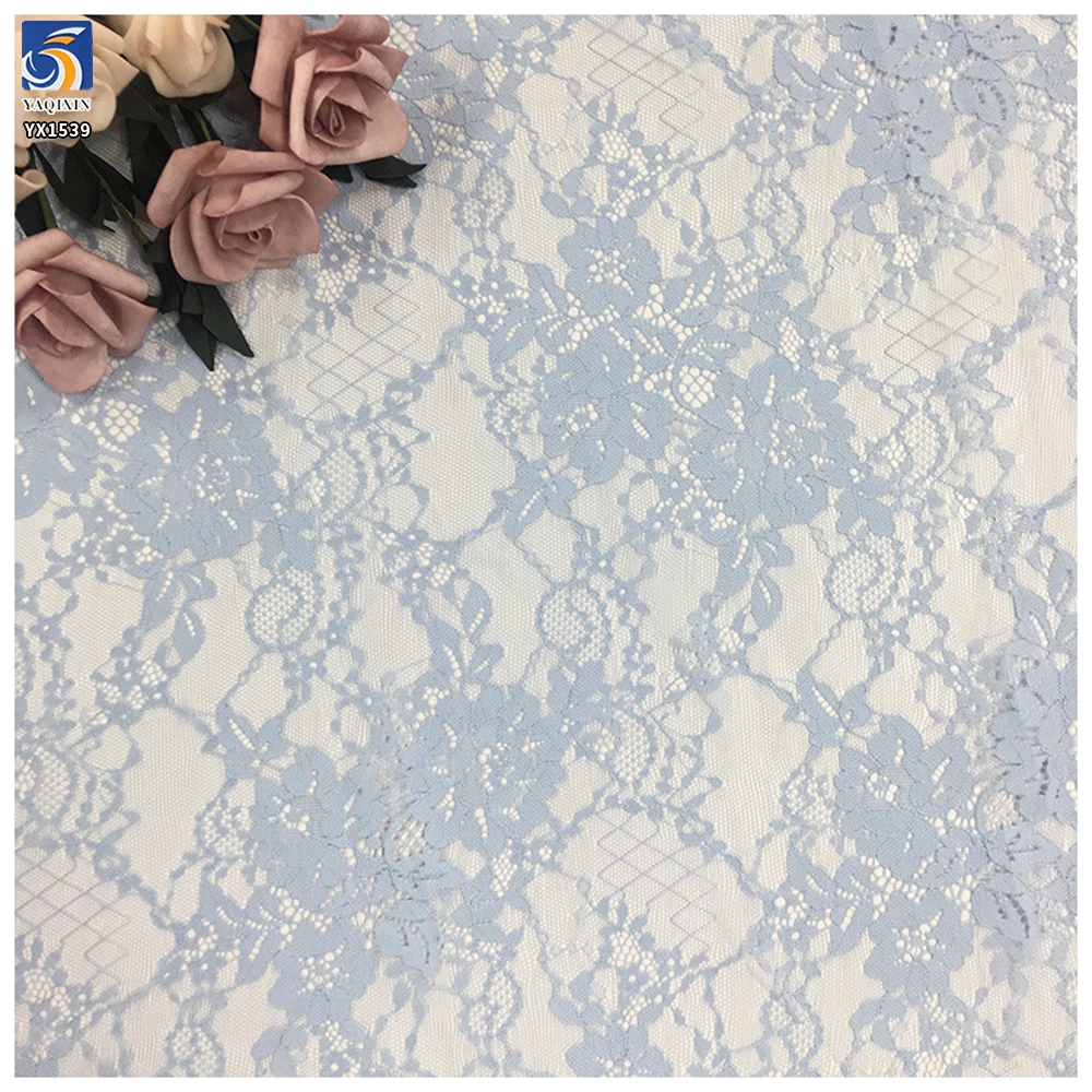 YX1539 Lightweight Floral Embroidered Lace Mesh Fabric 60GSM 100% Polyester Material for Women's Dresses - 100% Polyester...