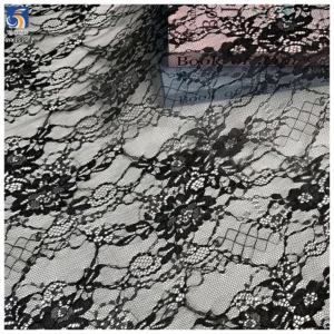 YX1539 Lightweight Floral Embroidered Lace Mesh Fabric 60GSM 100% Polyester Material for Women's Dresses - 100% Polyester...