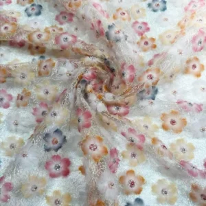 YX1541 3D Multicolor Floral Embroidered Mesh Fabric With Pearl Beads for Evening Dresses and Women's Fashion - 100%...