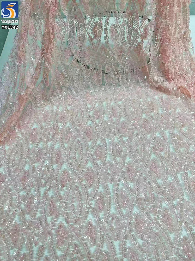 YX1542 Multi Color 8MM Sequin Embroidery Fabric Polyester Mesh Material for Prom Dresses Bridal Gowns and Fashion Apparel...
