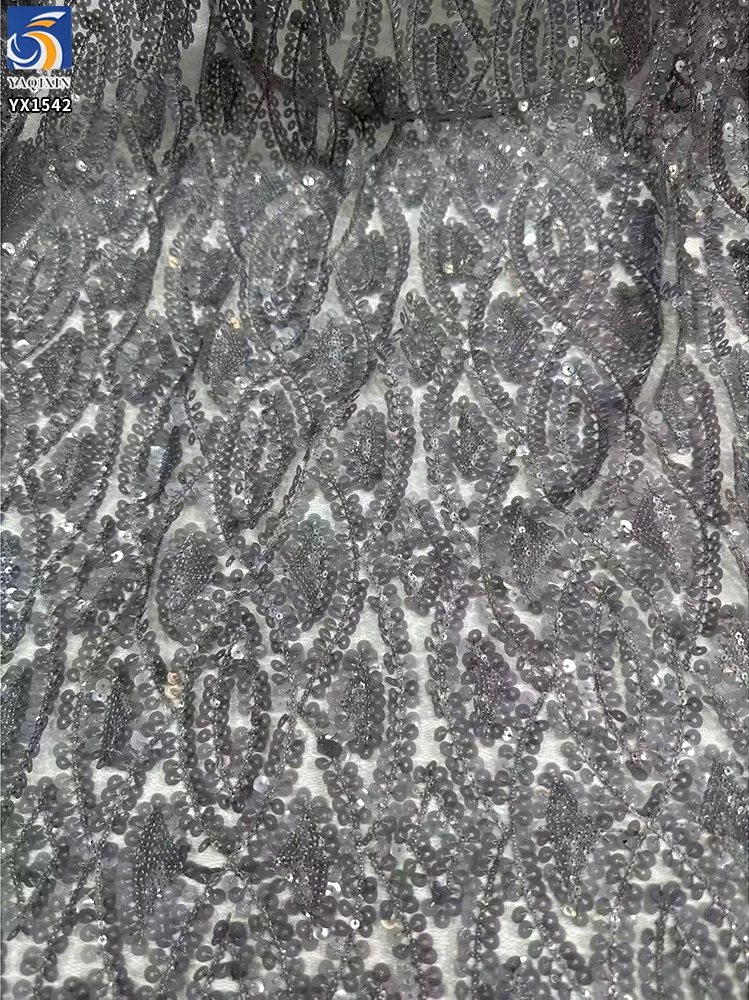 YX1542 Multi Color 8MM Sequin Embroidery Fabric Polyester Mesh Material for Prom Dresses Bridal Gowns and Fashion Apparel...