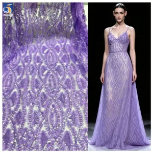 YX1542 Multi Color 8MM Sequin Embroidery Fabric Polyester Mesh Material for Prom Dresses Bridal Gowns and Fashion Apparel...
