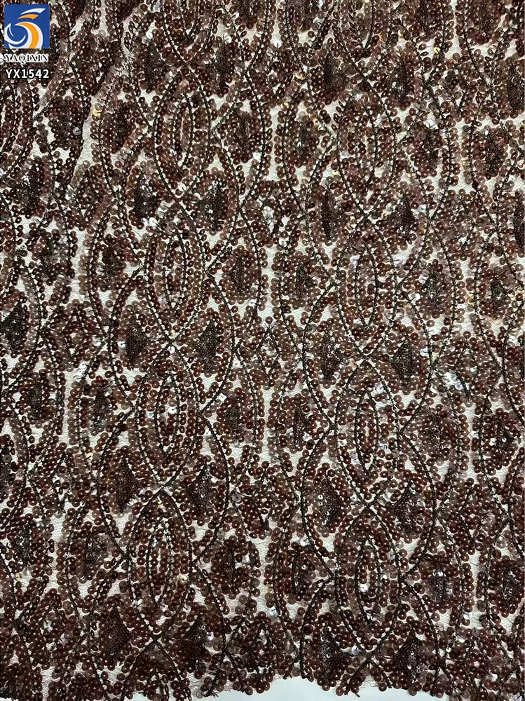 YX1542 Multi Color 8MM Sequin Embroidery Fabric Polyester Mesh Material for Prom Dresses Bridal Gowns and Fashion Apparel...