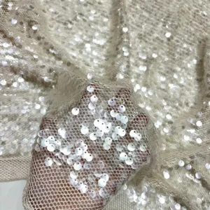 YX1547 350GSM Large All Over 9MM Sequins Mesh Fabric Transparent Paillette Material for Women's Fashion Apparel - 100%...