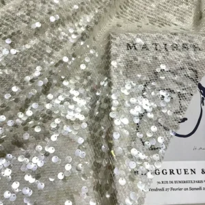 YX1547 350GSM Large All Over 9MM Sequins Mesh Fabric Transparent Paillette Material for Women's Fashion Apparel - 100%...