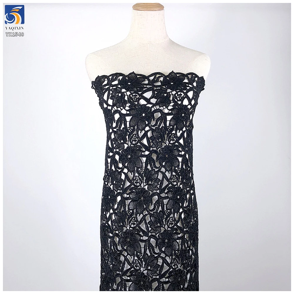 YX1548 Milk Silk Thread Floral Embroidery Lace Fabric 3D Openwork Polyester Material for Dresses and Garments - 100%...
