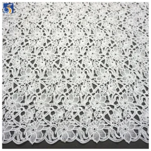 YX1548 Milk Silk Thread Floral Embroidery Lace Fabric 3D Openwork Polyester Material for Dresses and Garments - 100%...