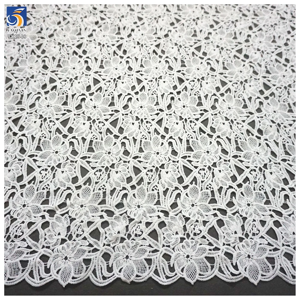 YX1548 Milk Silk Thread Floral Embroidery Lace Fabric 3D Openwork Polyester Material for Dresses and Garments - 100%...