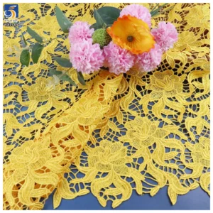 YX1549 Floral Guipure Lace Fabric 150gsm Water Soluble Milk Silk Embroidery Lace Fabric for Bridal and Women's Dresses...