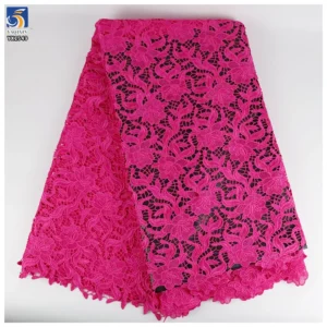 YX1549 Floral Guipure Lace Fabric 150gsm Water Soluble Milk Silk Embroidery Lace Fabric for Bridal and Women's Dresses...
