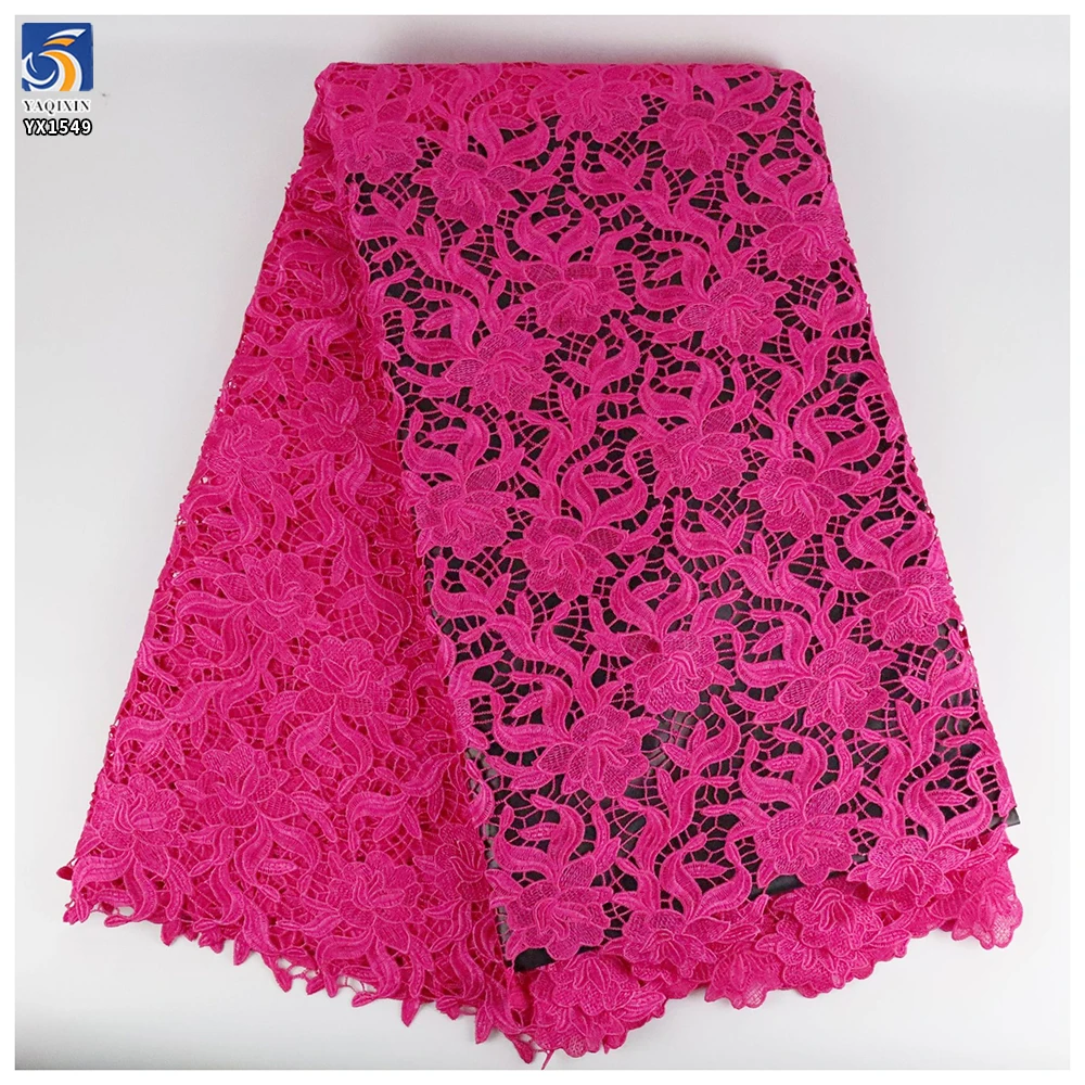YX1549 Floral Guipure Lace Fabric 150gsm Water Soluble Milk Silk Embroidery Lace Fabric for Bridal and Women's Dresses...