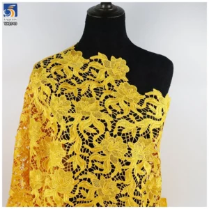 YX1549 Floral Guipure Lace Fabric 150gsm Water Soluble Milk Silk Embroidery Lace Fabric for Bridal and Women's Dresses...