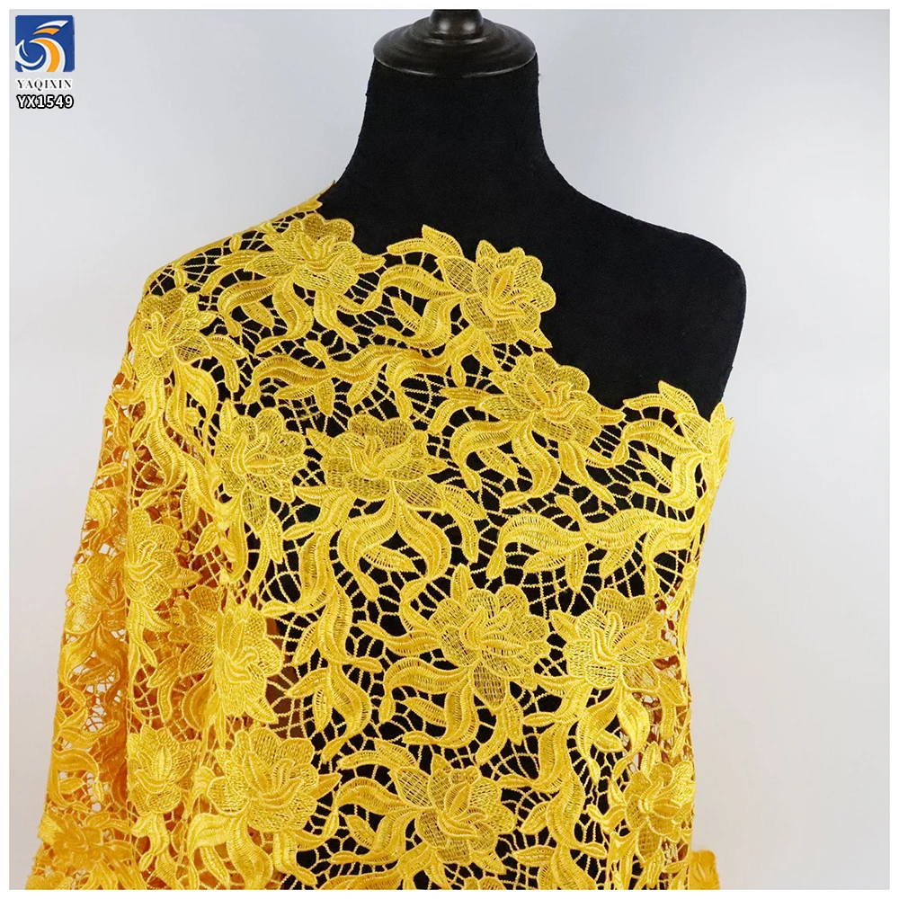 YX1549 Floral Guipure Lace Fabric 150gsm Water Soluble Milk Silk Embroidery Lace Fabric for Bridal and Women's Dresses...