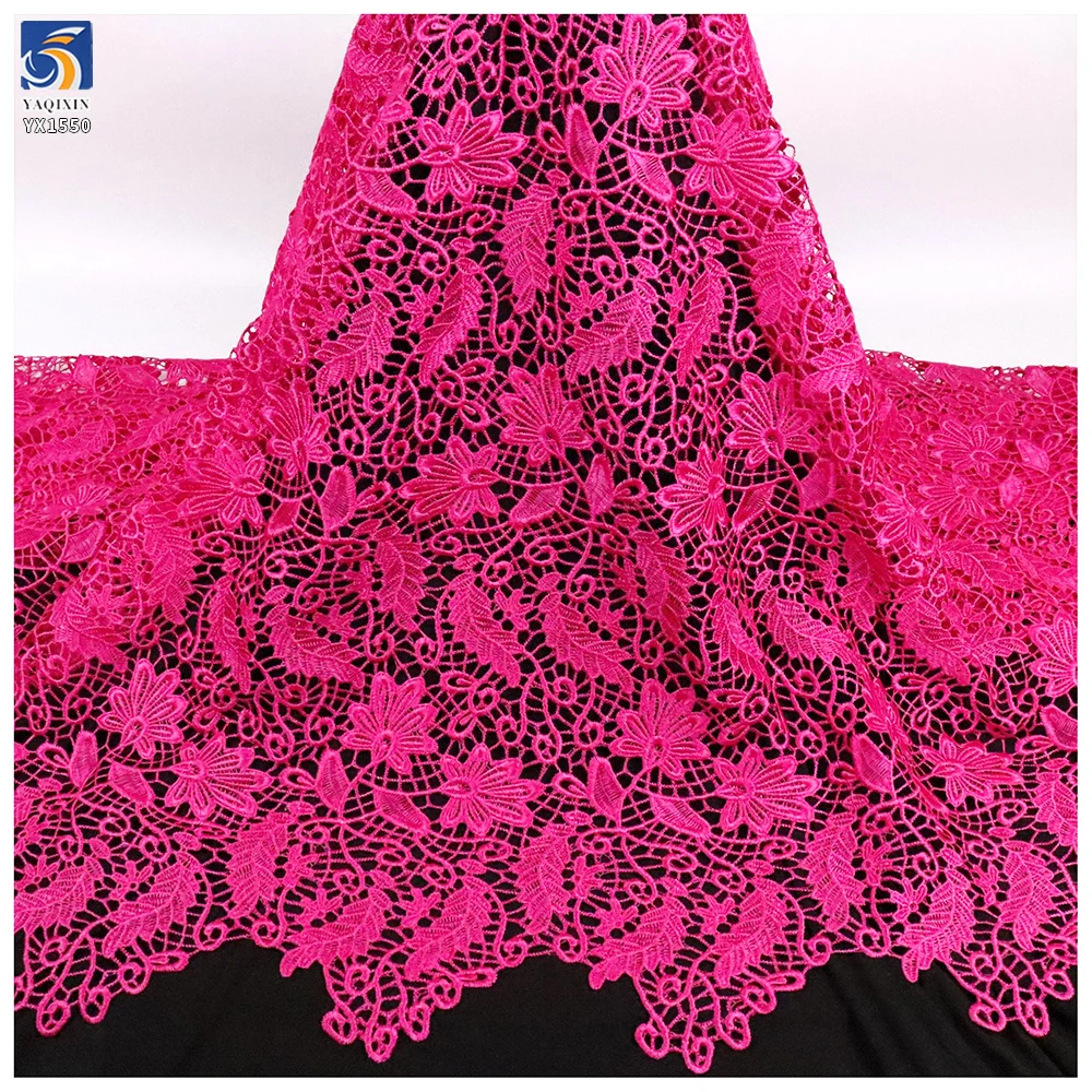 YX1550 Yellow Large Flower Embroidery Lace Fabric 150GSM Openwork Material for Evening Dresses and Gowns - 100% Polyester...
