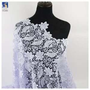 YX1550 Yellow Large Flower Embroidery Lace Fabric 150GSM Openwork Material for Evening Dresses and Gowns - 100% Polyester...