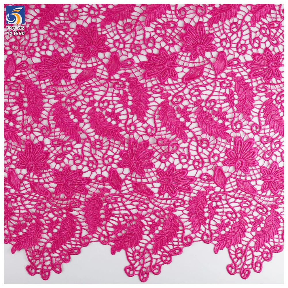 YX1550 Yellow Large Flower Embroidery Lace Fabric 150GSM Openwork Material for Evening Dresses and Gowns - 100% Polyester...