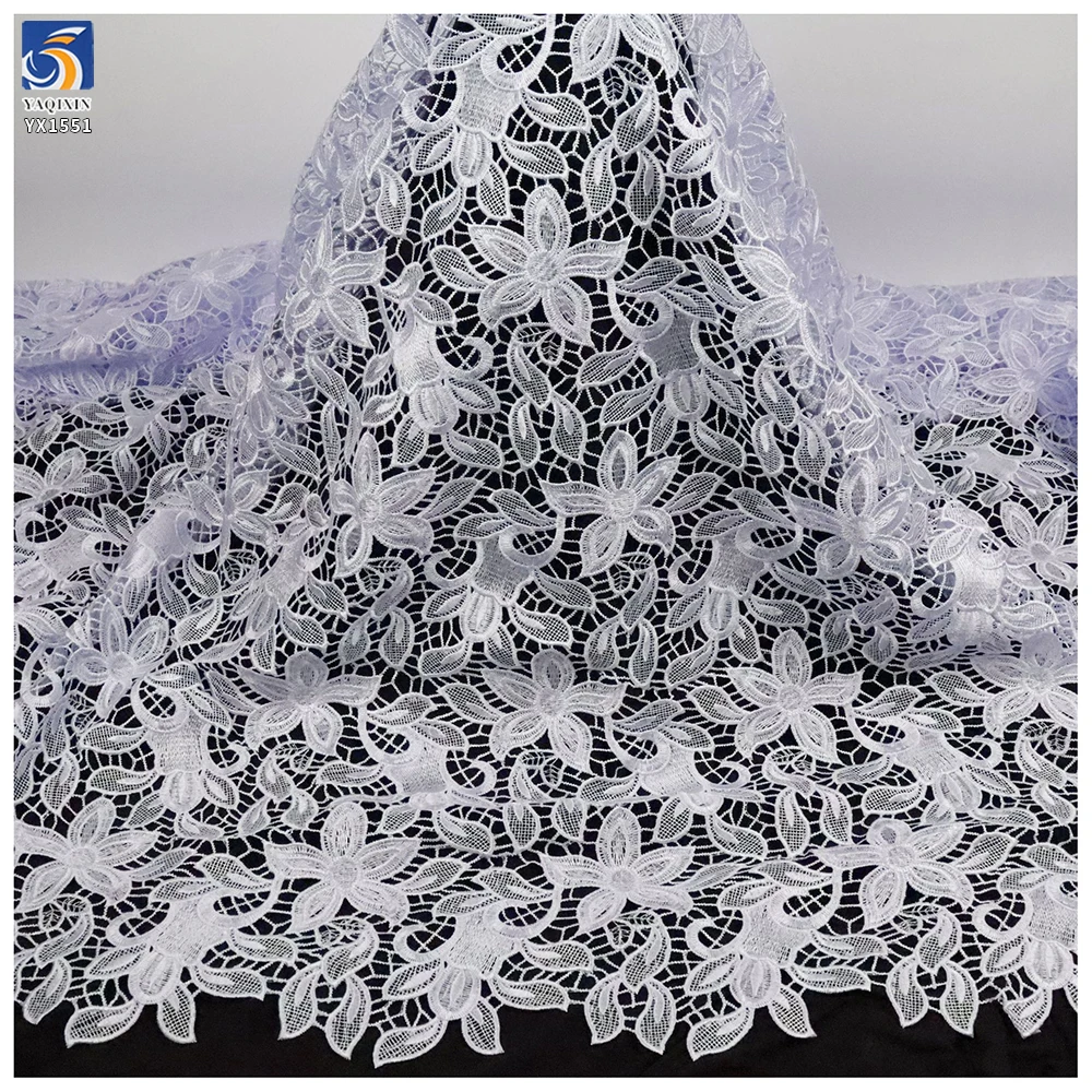 YX1551 Rose Floral Water Soluble Embroidery Lace Fabric 150GSM for Women's Dresses and Evening Gowns - 100% Polyester...
