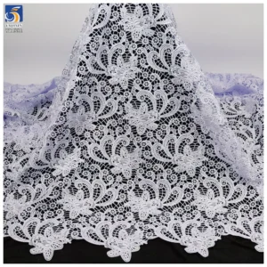 YX1551 Rose Floral Water Soluble Embroidery Lace Fabric 150GSM for Women's Dresses and Evening Gowns - 100% Polyester...