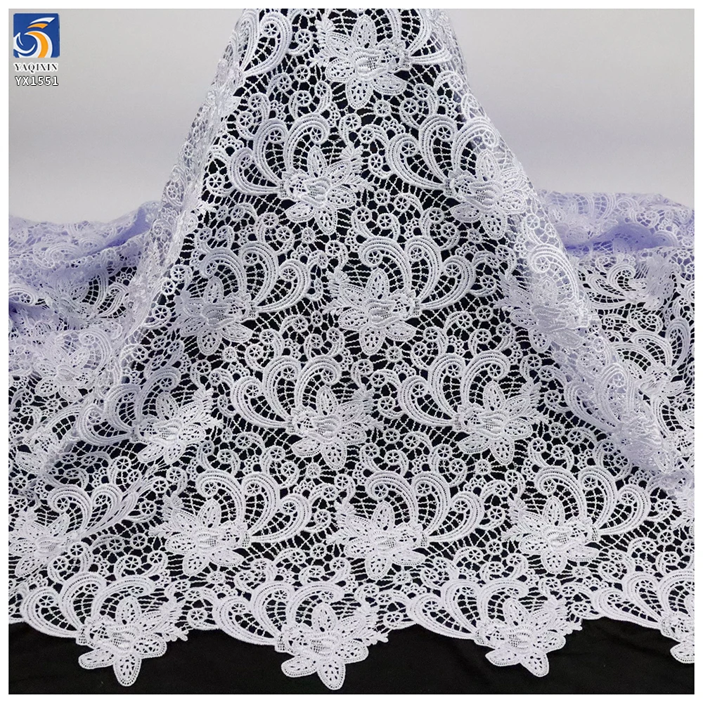 YX1551 Rose Floral Water Soluble Embroidery Lace Fabric 150GSM for Women's Dresses and Evening Gowns - 100% Polyester...