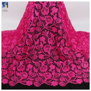 YX1551 Rose Floral Water Soluble Embroidery Lace Fabric 150GSM for Women's Dresses and Evening Gowns - 100% Polyester...