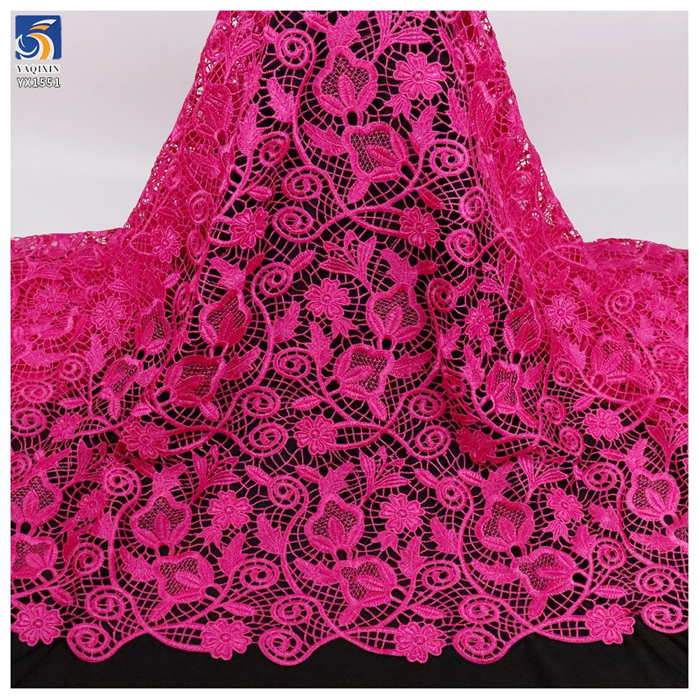 YX1551 Rose Floral Water Soluble Embroidery Lace Fabric 150GSM for Women's Dresses and Evening Gowns - 100% Polyester...
