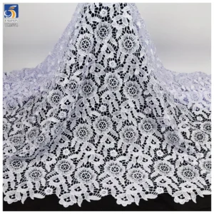 YX1551 Rose Floral Water Soluble Embroidery Lace Fabric 150GSM for Women's Dresses and Evening Gowns - 100% Polyester...
