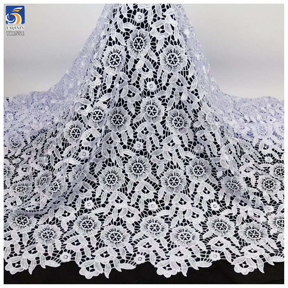 YX1551 Rose Floral Water Soluble Embroidery Lace Fabric 150GSM for Women's Dresses and Evening Gowns - 100% Polyester...