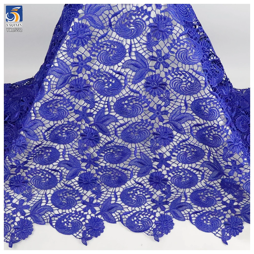 YX1552 Custom Color Floral Embroidery Lace Fabric Openwork Water Soluble Material for Fashion Apparel - 100% Polyester, 152...